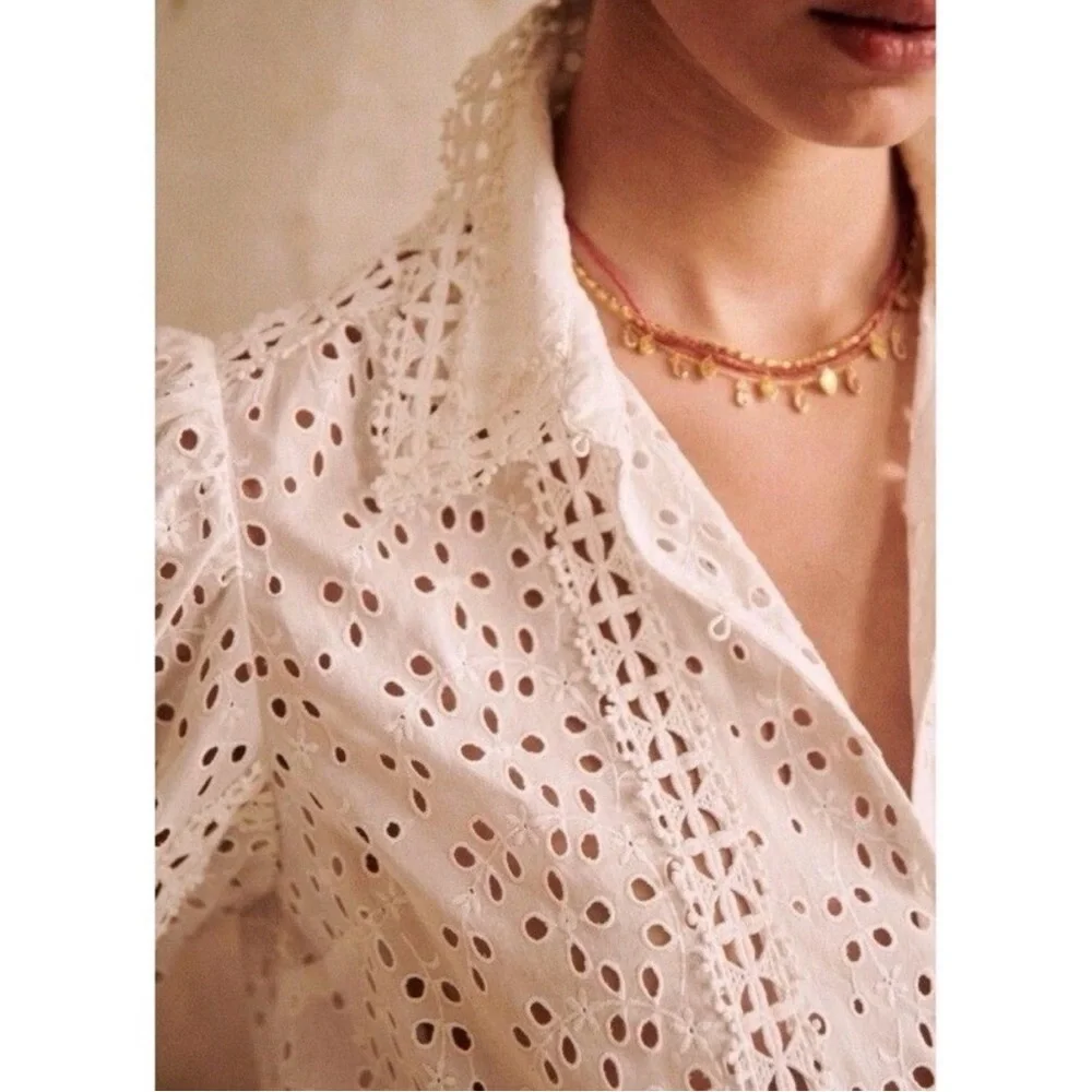 Sezane White Eyelet Blouse - Picture 3 of 10